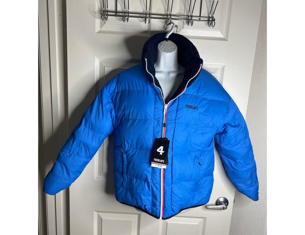 4 LAPS Fourlaps Polar Quilted Reversible Sherpa Jacket Blue NEW ~ Size S